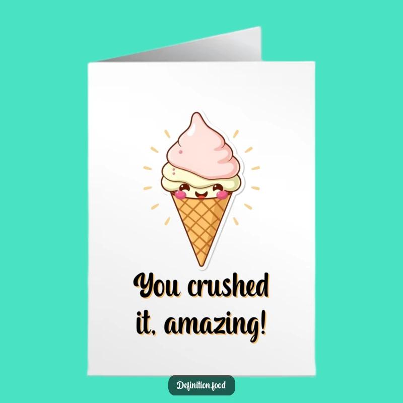 Free Printable Congrats Card: Ice Cream Cone for a Sweet Downloadable Gift