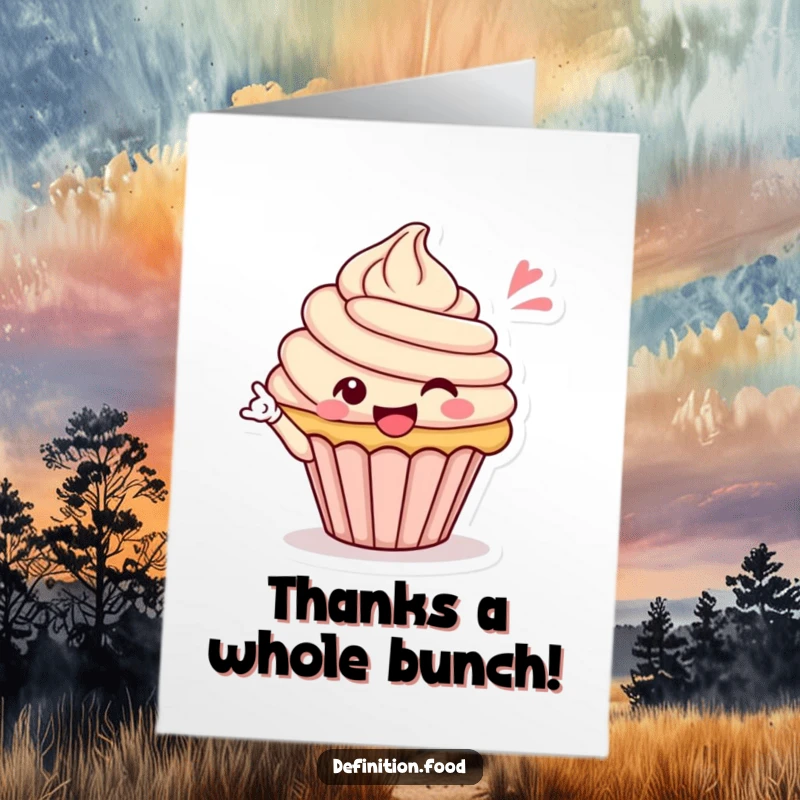 Funny Free Printable Thank You Card: A sweet cupcake character sends a playful wink, perfect for a DIY gift.