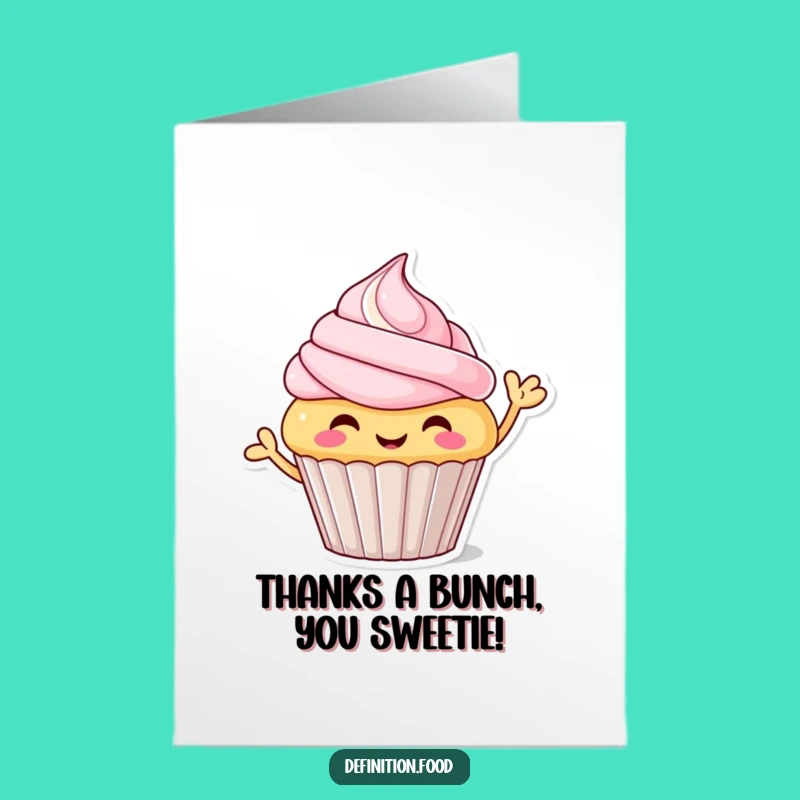 Free Printable Thank You Cupcake Card: Waving Character for Grateful Greetings