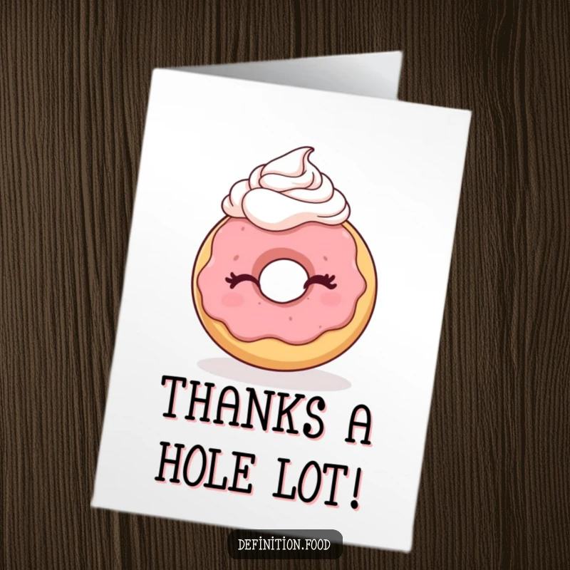 Funny Free Printable donut character giving a charming wink, perfect for a sweet thank you note.