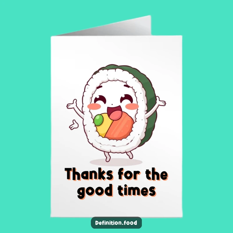 Free Printable Sushi Thank You Card: Funny Downloadable Appreciation