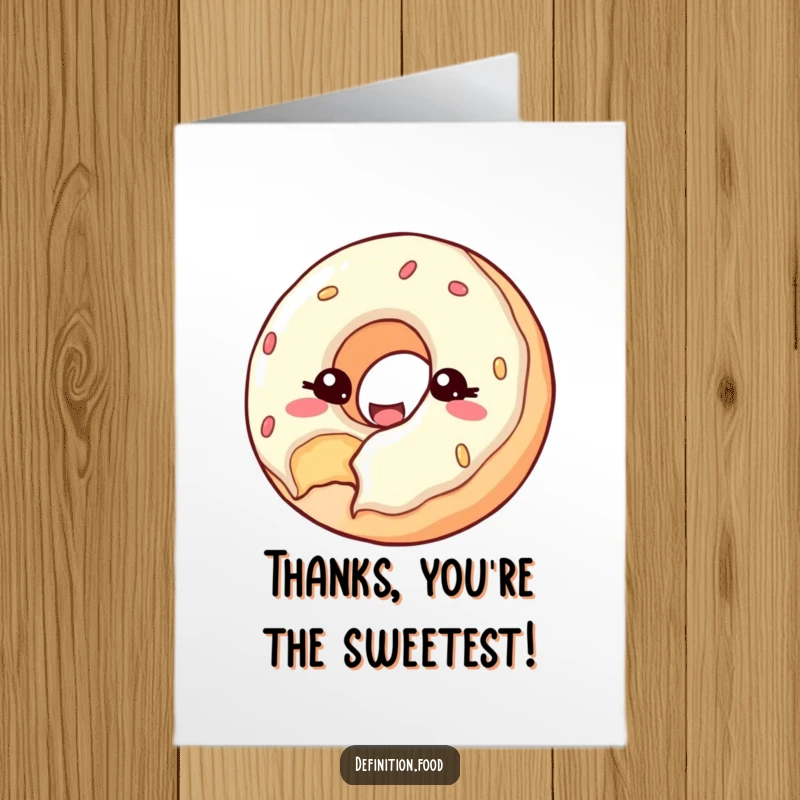 Funny Free Printable Thank You Card: A happy donut with a bite taken out winks, a downloadable thank you.