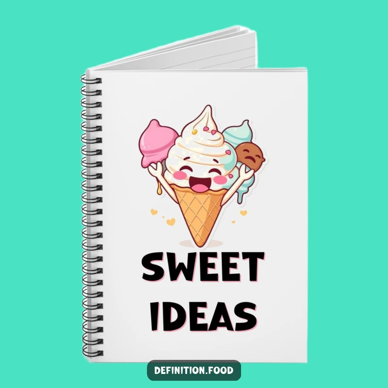 Funny Cheering Ice Cream Notebook - Gleeful Character Journal for Your Ideas