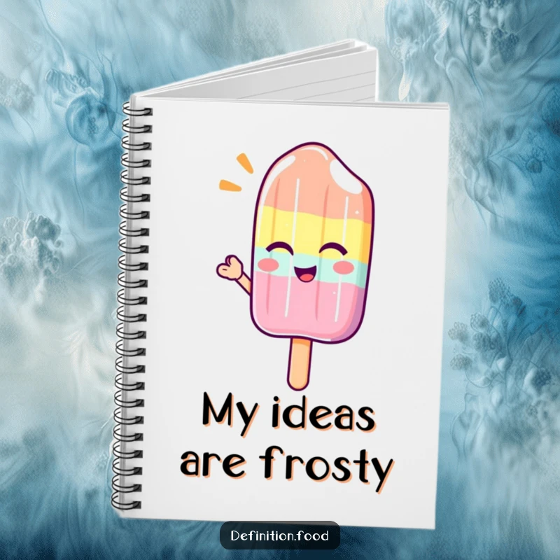 Funny notebook with a winking popsicle character offering a cool, refreshing wave, ready to capture your chill ideas.