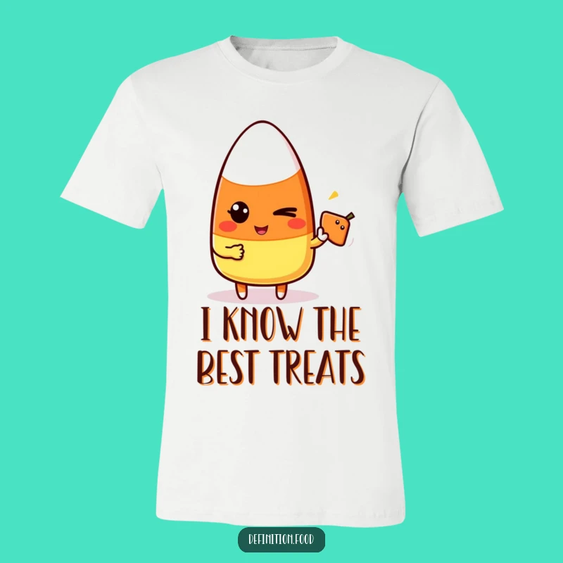 Funny Candy Corn Winking T-Shirt - Playful Food Icon Graphic Tee