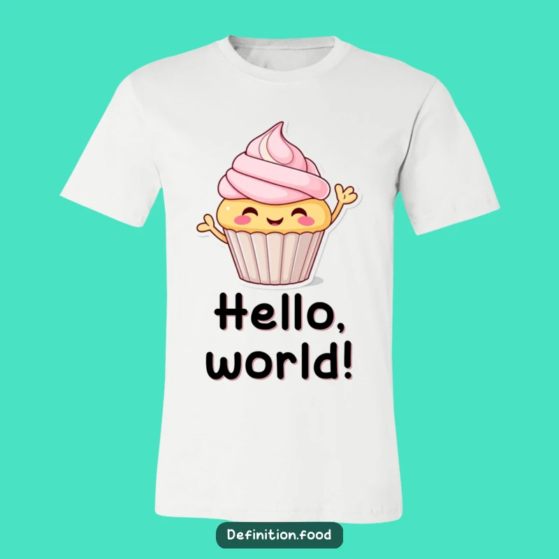 Funny Waving Cupcake T-Shirt - Adorable Character Tee for Sweet Fun