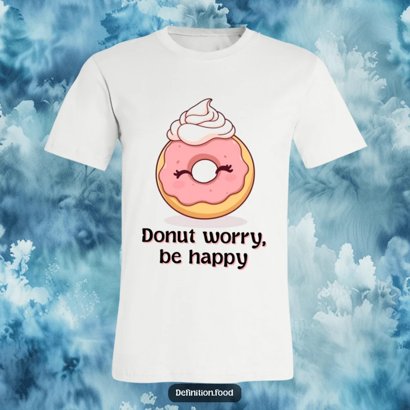 Funny t-shirt featuring a winking donut character with whipped cream, showcasing a humorous and delightful food-themed design.