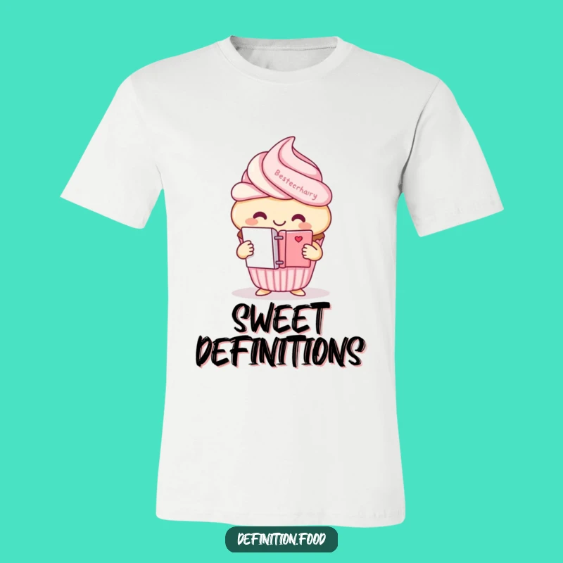 Funny Cupcake Dictionary T-Shirt - Cheerful Character Tee for Readers