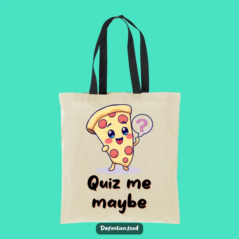 Funny Pizza Quiz Tote Bag - Cheerful Character Gift for Trivia Fans